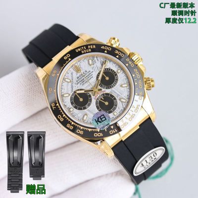 C Factory ROLEX Daytona Rubber Strap Replica Cosmograph  Meteorite Yellow Gold 7750 Copy Watch